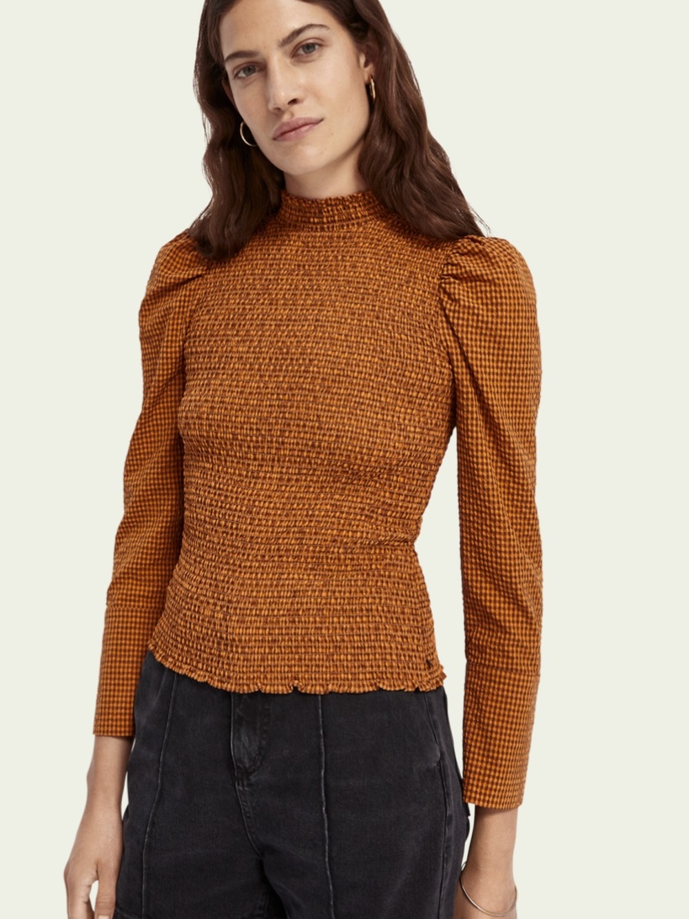 Scotch & Soda Smocked High Neck Top